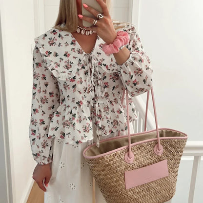 Lila | Floral Long-Sleeve Blouse - Motheero