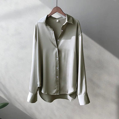 Celeste | Satin Long Sleeve Shirt - Motheero