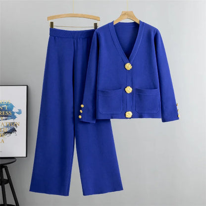 Mira | Elegant Knitted Set Cardigan Trousers