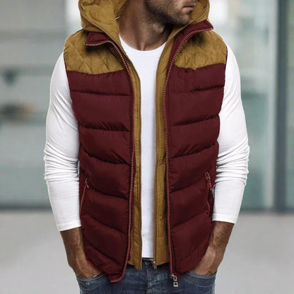 Ravero | Hooded Quilted Vest with Leather Patch