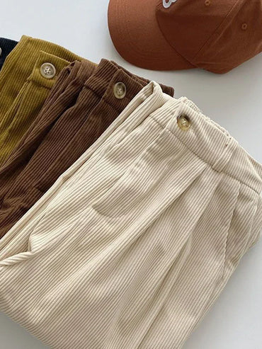 Maribel | Ribbed Corduroy High-Waist Trousers