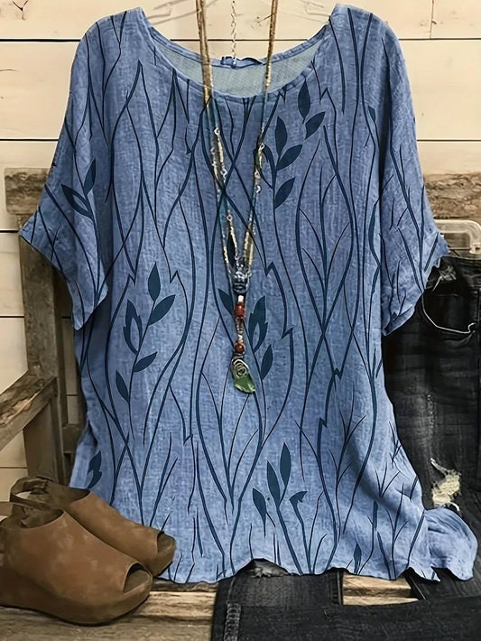 Nadia | Leaf Print Blouse - Motheero