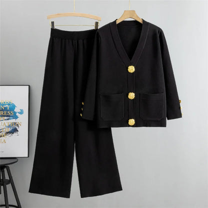 Mira | Elegant Knitted Set Cardigan Trousers