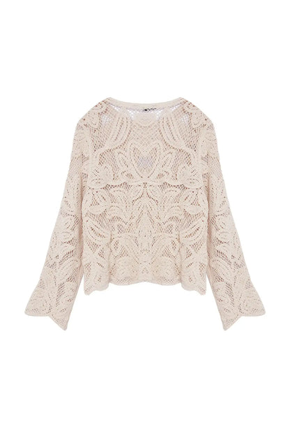 Selina | Cotton Floral Knitted Cardigan