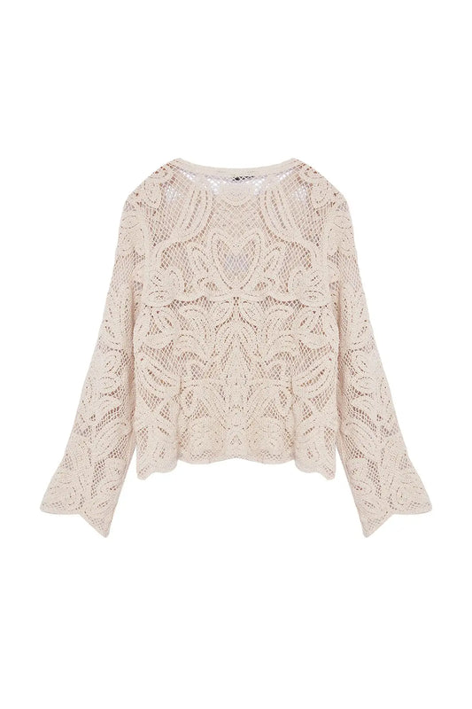Selina | Cotton Floral Knitted Cardigan