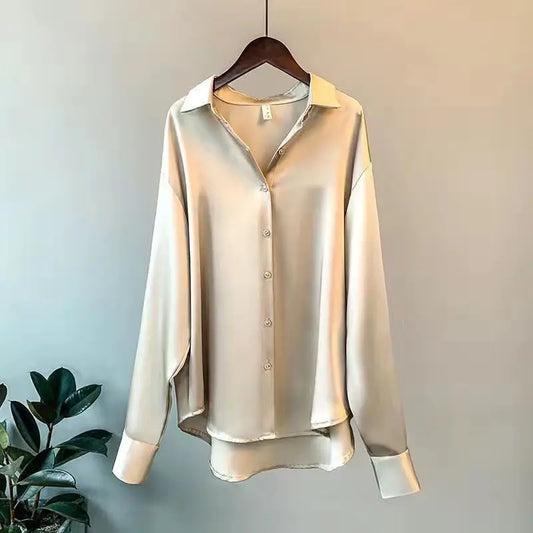 Celeste | Satin Long Sleeve Shirt - Motheero