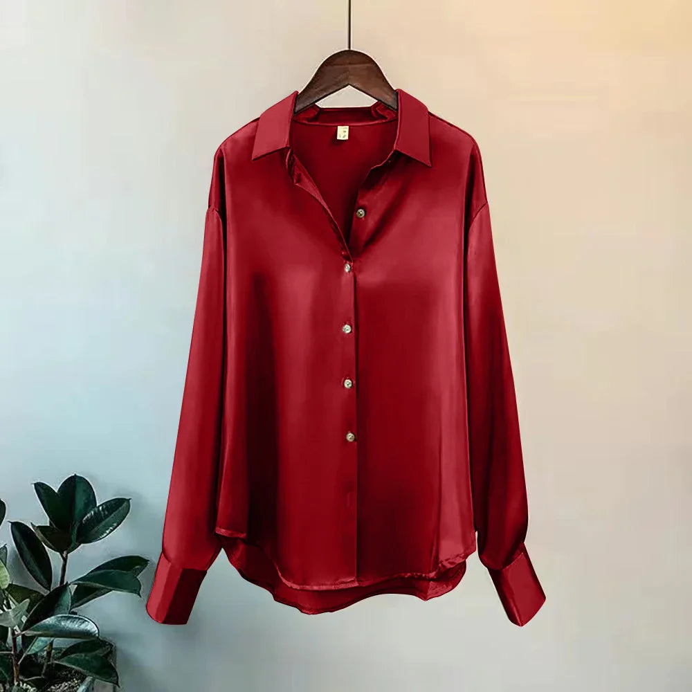 Celeste | Satin Long Sleeve Shirt - Motheero