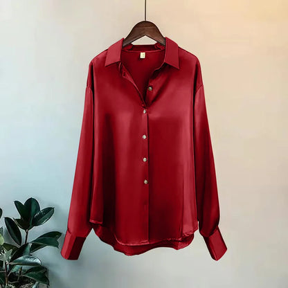 Celeste | Satin Long Sleeve Shirt - Motheero