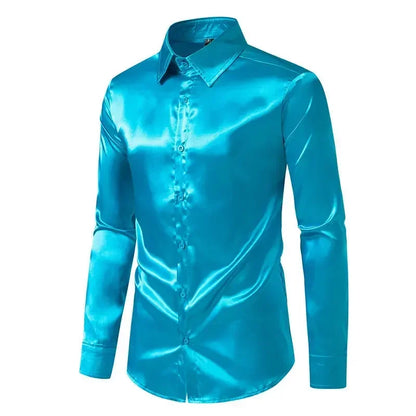 Raven | Shiny Silk Long-Sleeve Shirt