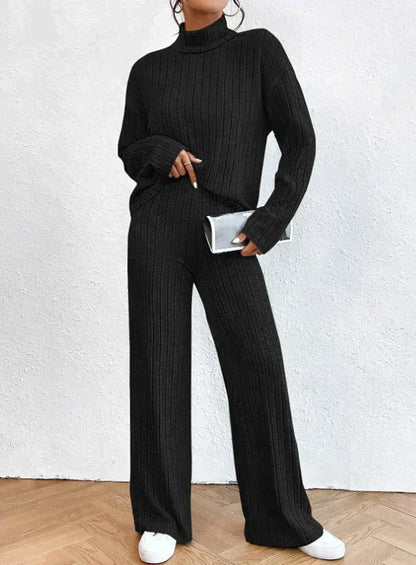 Lina | Women Knit Turtleneck Sweater and Pants Outfit Set