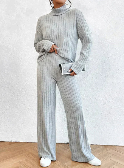 Lina | Women Knit Turtleneck Sweater and Pants Outfit Set