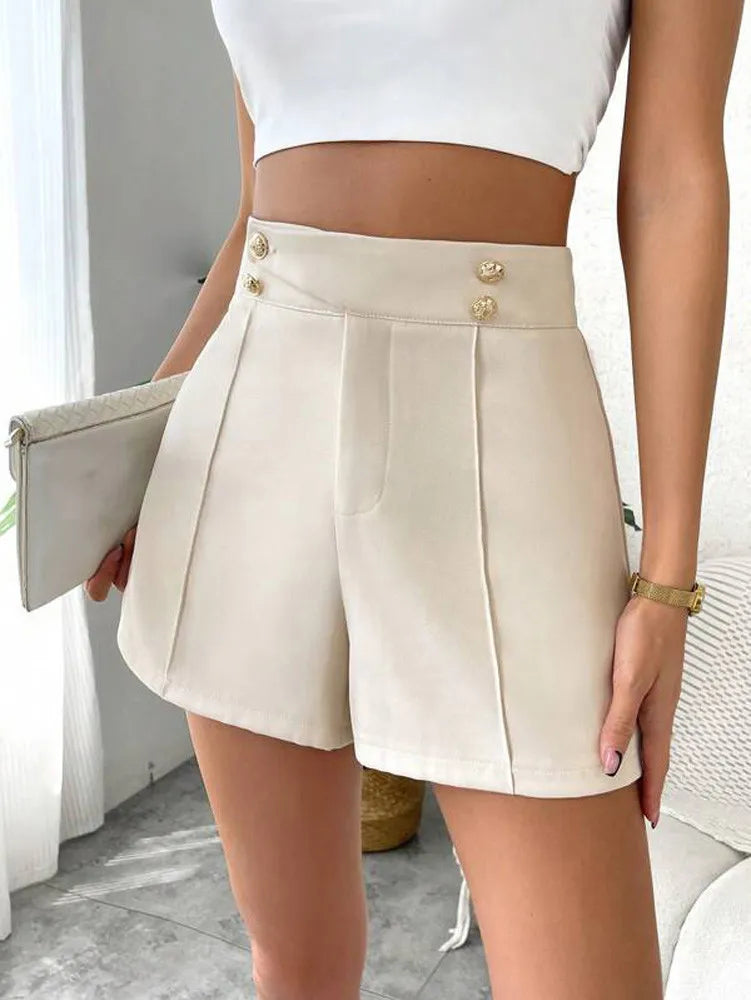 Fiona | High‑Waist Vintage Button Shorts