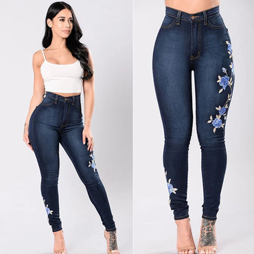 Aurora | Slim Floral Embroidered Jeans