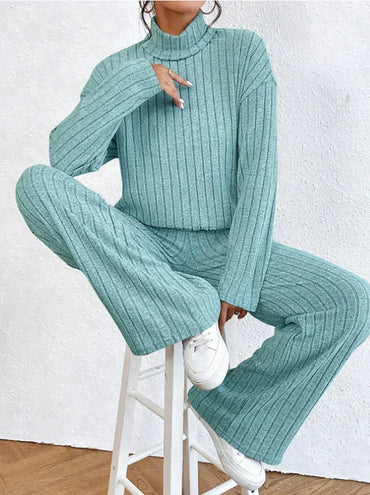 Lina | Women Knit Turtleneck Sweater and Pants Outfit Set