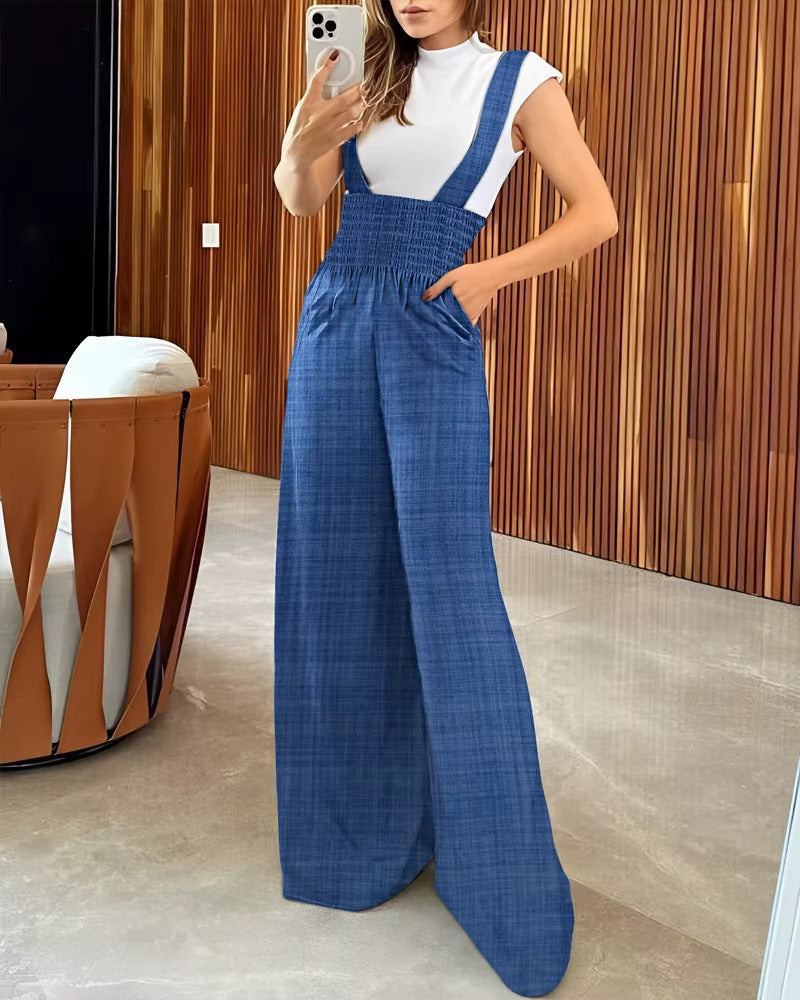 Valeria | Retro High Waist Overall One-Piece