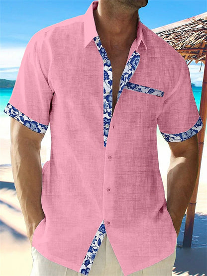 Dorian | Elegant Linen with Floral Details Shirt