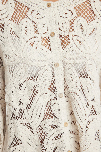 Selina | Cotton Floral Knitted Cardigan