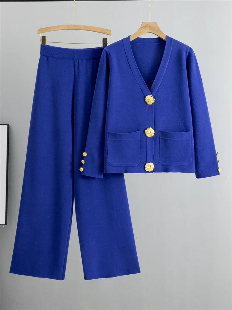 Mira | Elegant Knitted Set Cardigan Trousers