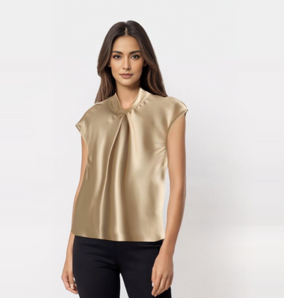 Elara | Sleek Blouse Satin Sleeveless - Motheero