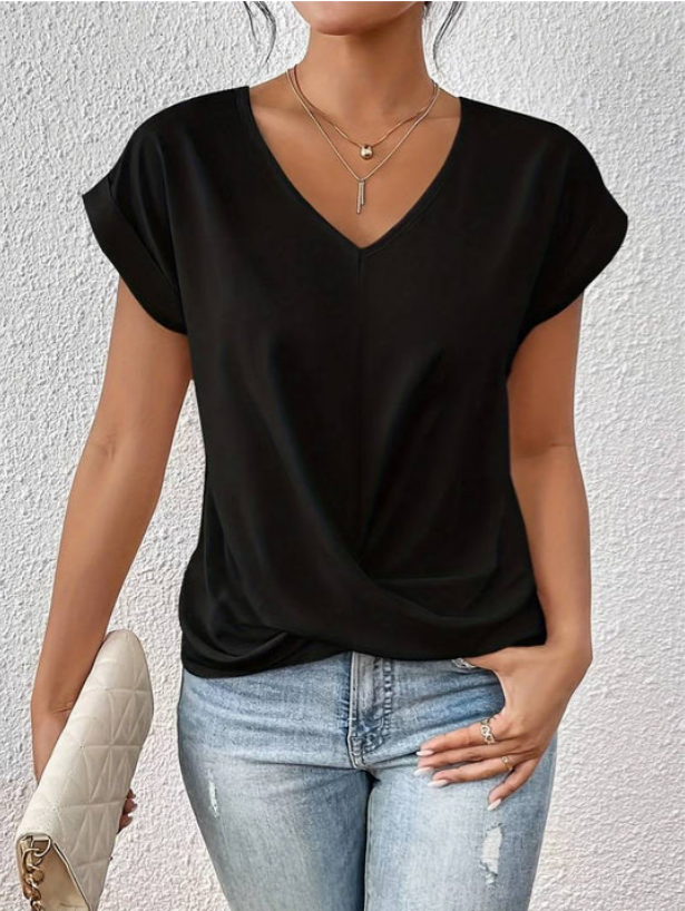Célina | Draped V‑Neck Top - Motheero