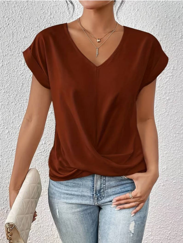 Célina | Draped V‑Neck Top - Motheero