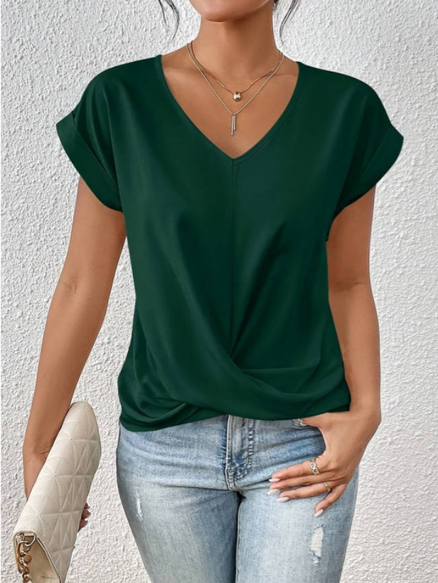 Célina | Draped V‑Neck Top - Motheero