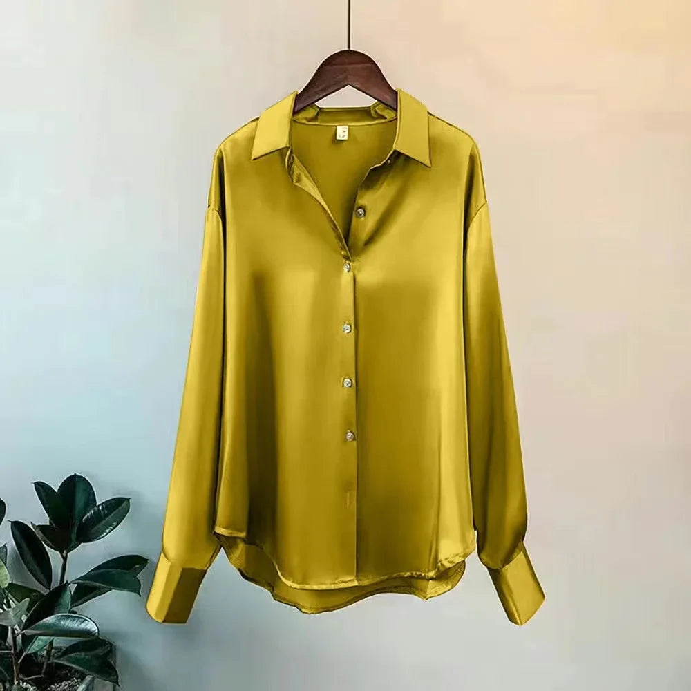 Celeste | Satin Long Sleeve Shirt - Motheero
