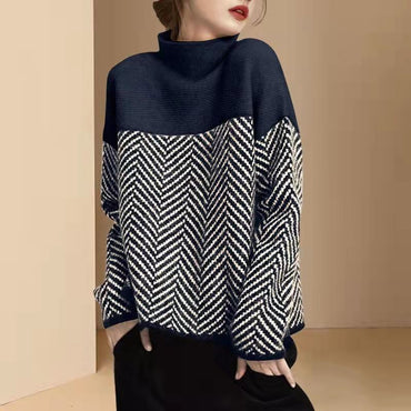 Mary |  Color‑Block Turtleneck Sweater