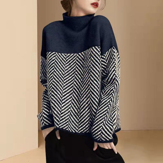Mary |  Color‑Block Turtleneck Sweater