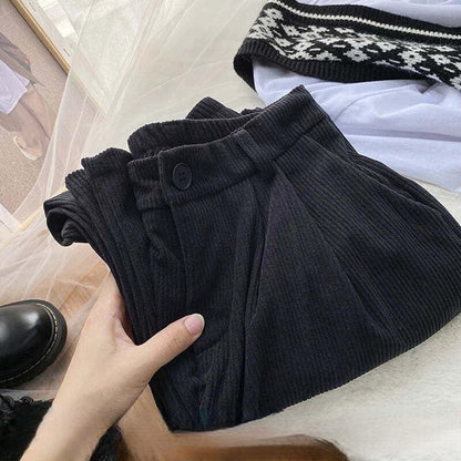 Maribel | Ribbed Corduroy High-Waist Trousers
