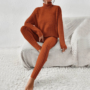 Elara | Women Knitted Turtleneck Sweater and Pants Outfit Set