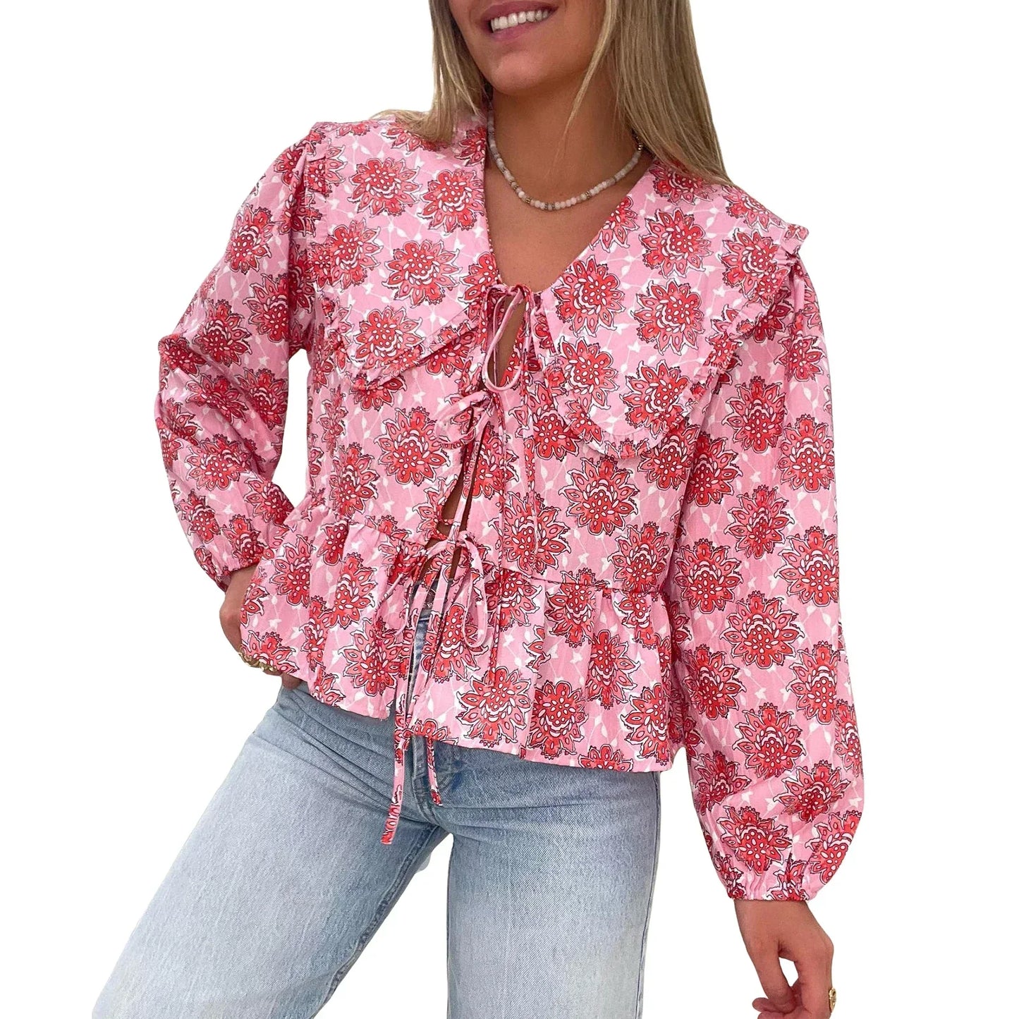 Lila | Floral Long-Sleeve Blouse - Motheero
