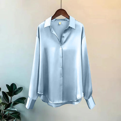 Celeste | Satin Long Sleeve Shirt - Motheero