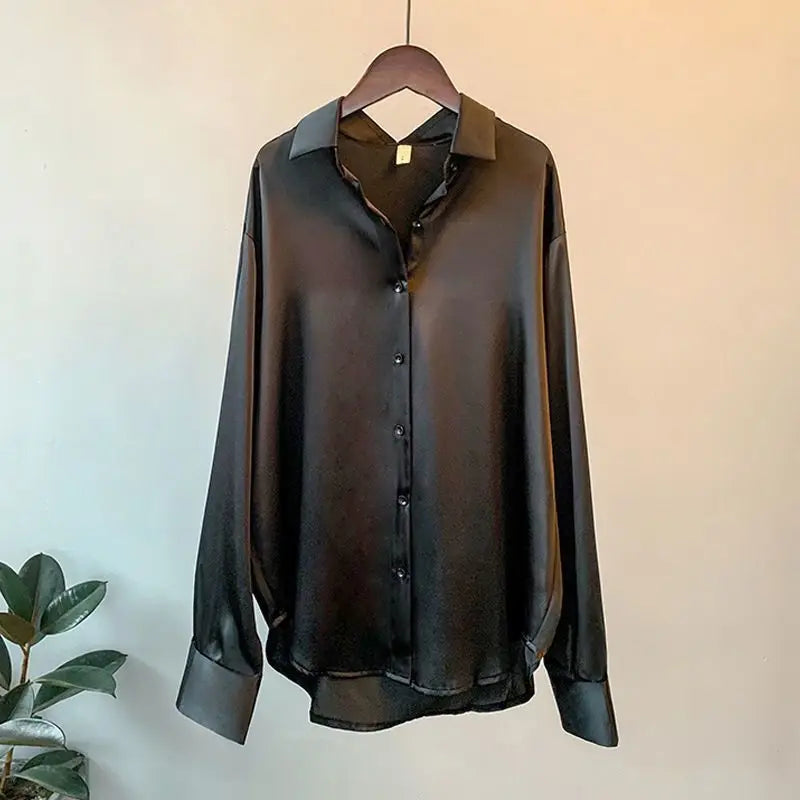 Celeste | Satin Long Sleeve Shirt - Motheero