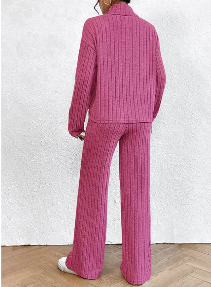 Lina | Women Knit Turtleneck Sweater and Pants Outfit Set