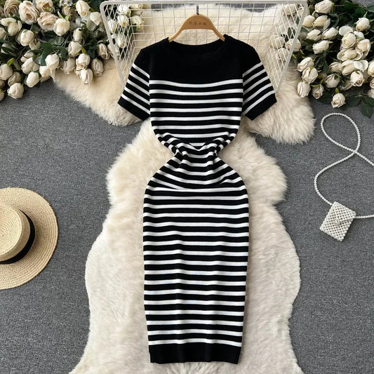 Solea | Striped Knit Dress - Motheero