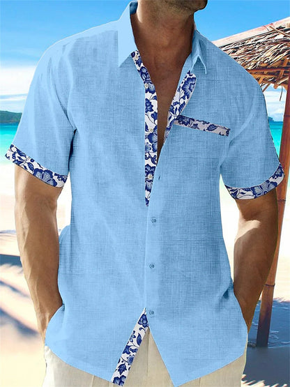 Dorian | Elegant Linen with Floral Details Shirt