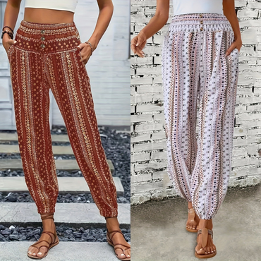 Eliana | Mid-Waist Printed Trousers