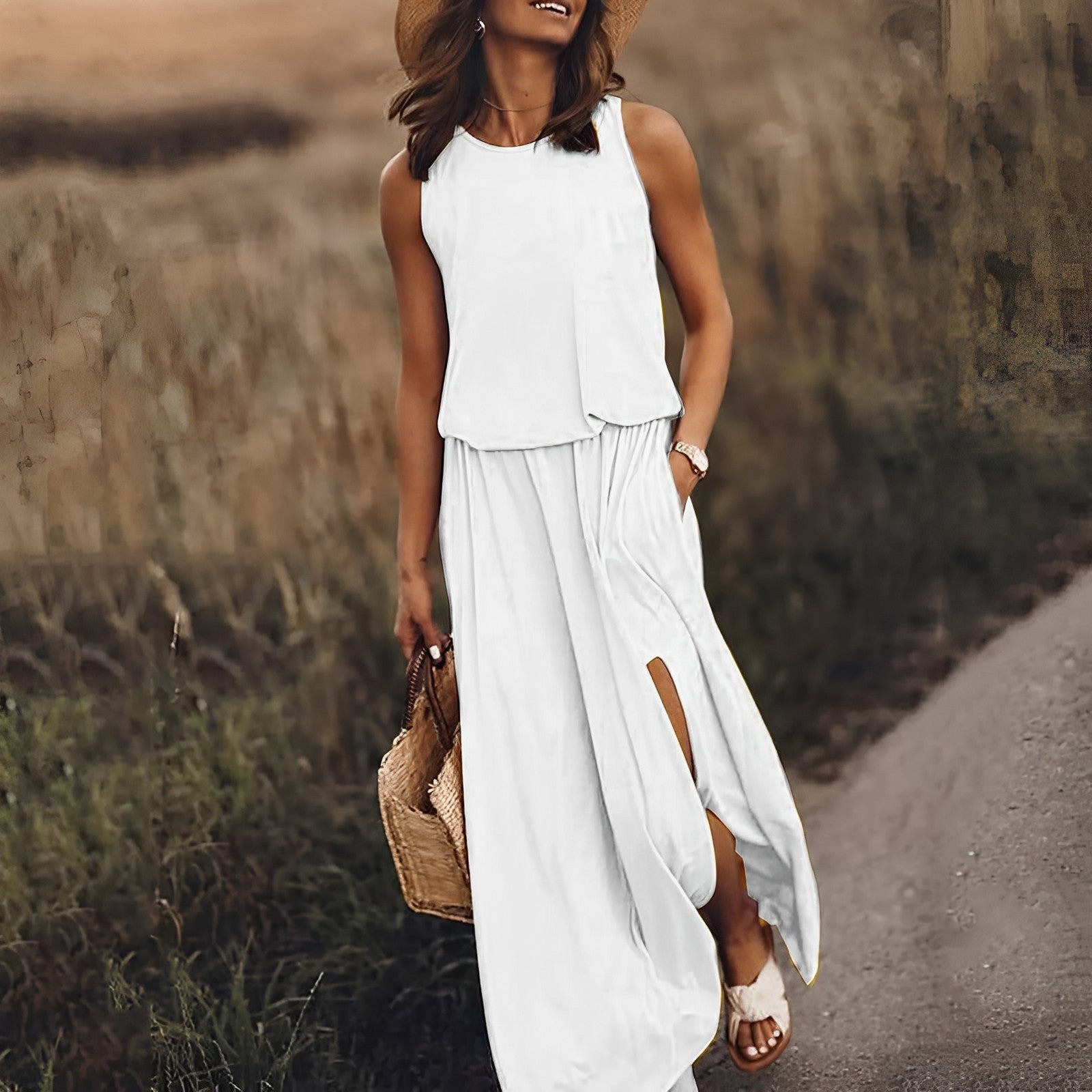 Lara | Elegant Long Dress with Slit - Motheero