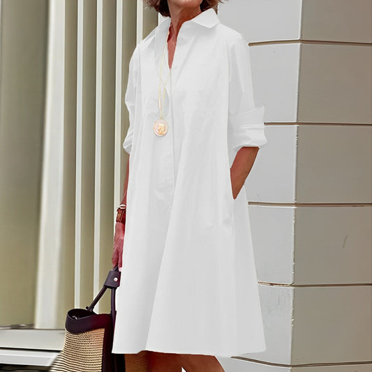 Nara | Minimalist Pocket Shirt Dress - Motheero