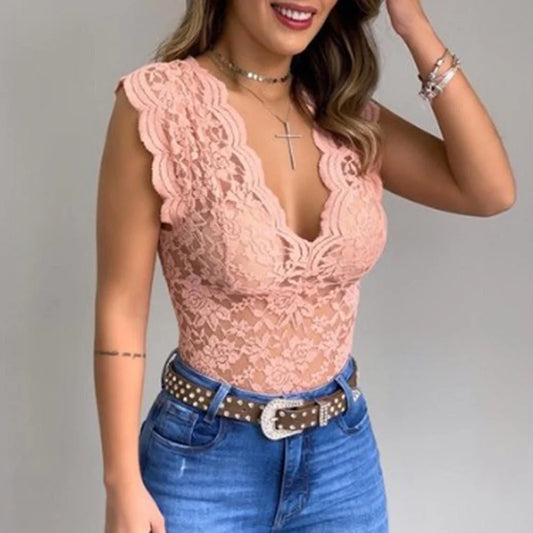 Cara | Lace Sleeveless Top - Motheero