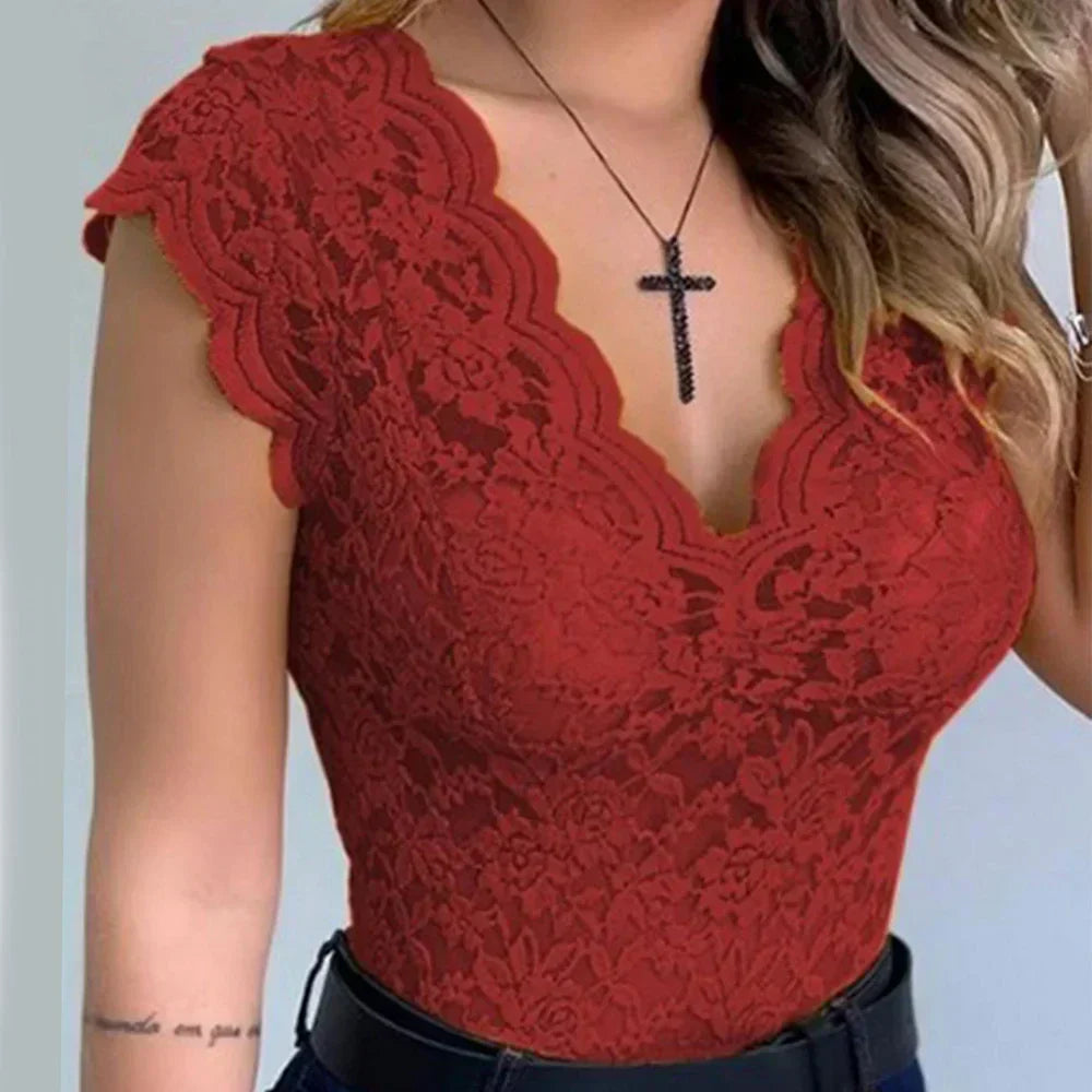 Cara | Lace Sleeveless Top - Motheero
