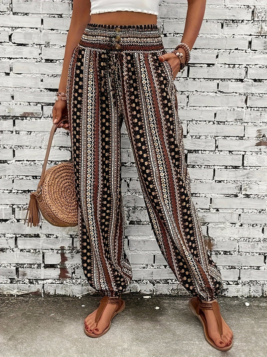 Eliana | Mid-Waist Printed Trousers