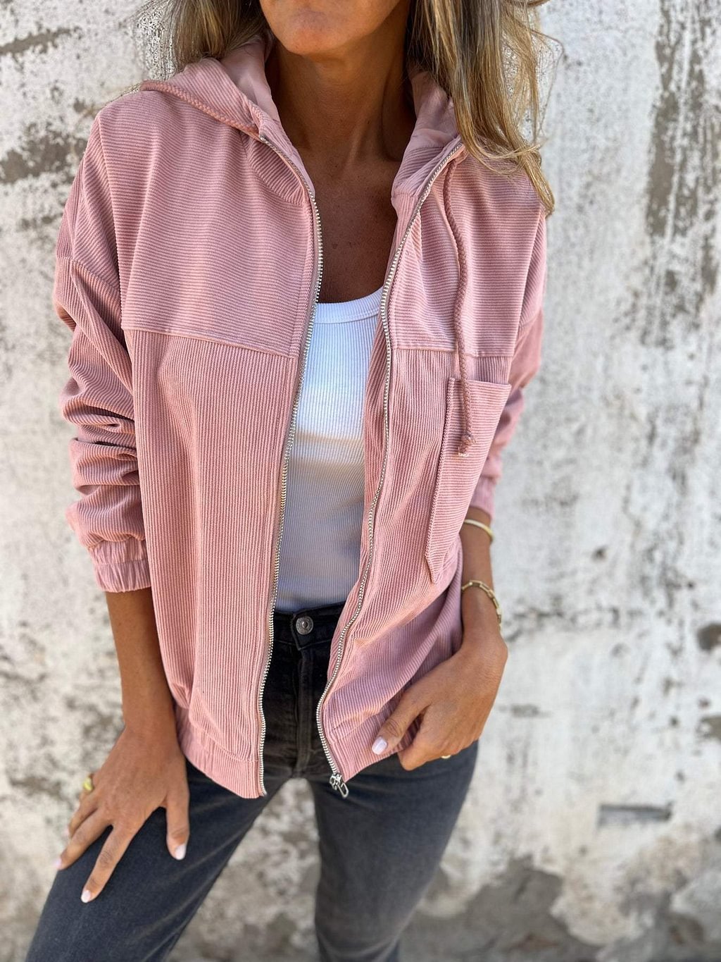 Lucien | Ribbed Knit Zip-Up Hooded Jacket - Motheero