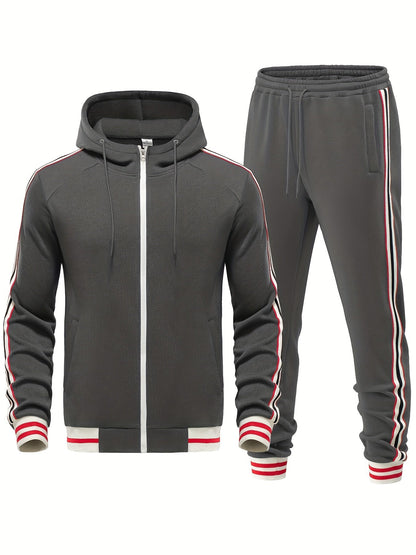 Damien | Striped Arm Hoodie and Pants Outfit Set