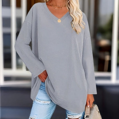 Gisela | Long-Sleeve Oversized V-Neck Sweater