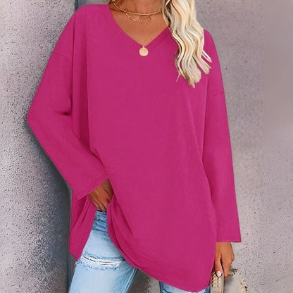 Gisela | Long-Sleeve Oversized V-Neck Sweater