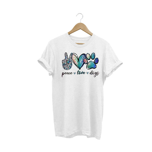 Luna | Graphic “Peace, Love & Dogs” Tee - Motheero