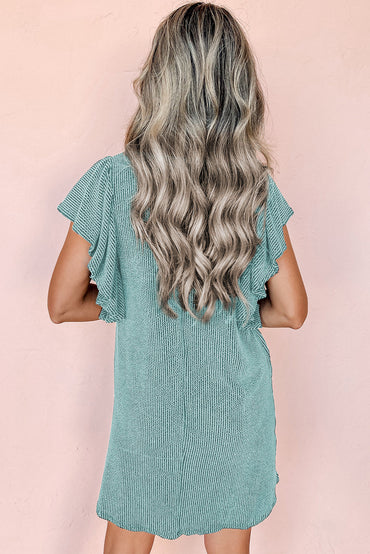 Maribel | Ruffled sleeves Teal Dress - Motheero