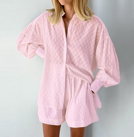 Nora | Long Sleeve Blouse and Shorts Set - Motheero
